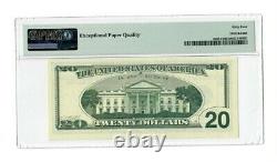 $20 Federal Reserve Note 2001 # 00000008 Pmg-64 Choice Uncirculated Low S/n #8