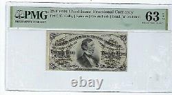 25 Cents Third Issue Fractional Currency Fr#1295 Pmg Choice Uncirculated 63 Epq