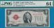 $2.00 1928-d Star Red Seal Pmg Choice New 64epq United States Note