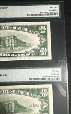 2-1934 $10 Federal Notes-PMG 58 EPQ- WIDE-Crisp