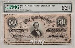 $50 1864 Confederate Currency CSA Note T-66 PMG 62 EPQ Uncirculated