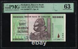 50 Trillion Dollars Zimbabwe AA 2008 PMG Choice Uncirculated Certified Authentic