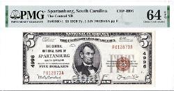 $5 1929 T1 National SPARTANBURG South Carolina SC PMG 64 EPQ Choice Uncirculated