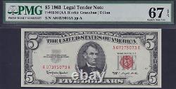 $5 1963 Legal Tender United States Note PMG MS67 EPQ