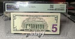 $5 2021 FEDERAL RESERVE NOTE REPEAT SERIAL -QD 15211521 A on PMG 67 EPQ