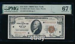 AC 1929 $10 FRBN New York PMG 67 EPQ Fr 1860-B uncirculated