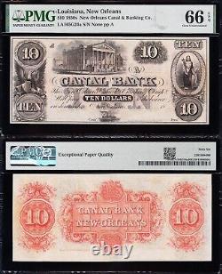 Amazing GEM++ UNC 1850s $10 NEW ORLEANS, LA Canal Bank Obsolete Note! PMG 66 EPQ