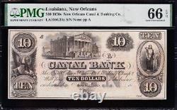 Amazing GEM++ UNC 1850s $10 NEW ORLEANS, LA Canal Bank Obsolete Note! PMG 66 EPQ