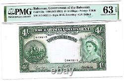 Bahamas 4 Shillings 1936 (ND 1961) Pick 13c PMG Choice Uncirculated 63 EPQ
