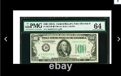 CLEVELAND Fr. 2155-D $100 1934C Federal Reserve Note. PMG Choice Uncirculated 64