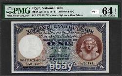 Egypt 1943 1 Pound PMG Certified Banknote UNC 64 EPQ Choice Pick 22c