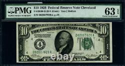 FR. 2000 D $10 1928 Federal Reserve Note Cleveland D-A Block Choice PMG CU63 EPQ