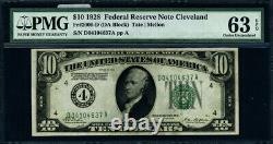 FR. 2000 D $10 1928 Federal Reserve Note Cleveland D-A Block Choice PMG CU63 EPQ
