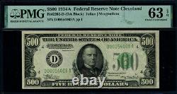 FR. 2202 D $500 1934-A Federal Reserve Note Cleveland D-A Block Choice PMG CU63