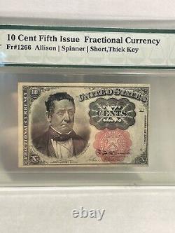 Fr 1266 5th Issue 10c Fract. Currency PMG 64 Choice Uncirculated ShortThick Key