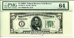 Fr 1951-a 1928a $5 Federal Reserve Pmg 64 Choice Uncirculated