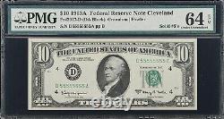 Fr. 2017-D 1963A $10 FRN Cleveland PMG Choice Uncirculated 64 EPQ Solid 5s