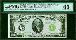 Fr. 2221-g 1934 $5,000 Frn Federal Reserve Note Pmg Choice Uncirculated-63