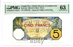 French West Africa 5 Francs 17.2.1926 Pick 5Bc PMG Choice Uncirculated 63