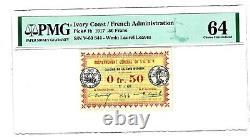 Ivory Coast. 50 Franc 11.2.1917 Pick 1b PMG Choice Uncirculated 64