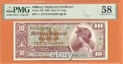 MPC 521 Ten Dollar PMG Choice About Uncirculated 58 Military Payment Certificate