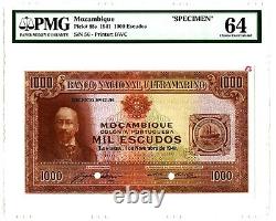Mozambique 1000 Escudos 1.11.1941 Pick 88s Specimen PMG Choice Uncirculated 64