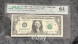 (NEAR SOLID!) $1 Binary Near Solid 7 Of A Kind Fancy Serial Number C02222222E