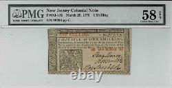 New Jersey (March 25, 1776)- 1 Shilling- fr. NJ-175-PMG Choice About UNC 58 EPQ