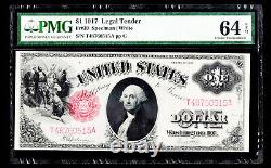 PMG Choice Uncirculated 64 EPQ 1917 $1 Legal Tender Note Fr. 39 pp G