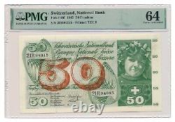 SWITZERLAND banknote 50 Franken 1965 PMG MS 64 Choice Uncirculated