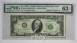 Series 1977A $10 Federal Reserve Note Offset Printing Error PMG Choice CU63 1O5N