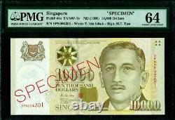 Singapore, Specimen 10,000 Dollars, ND 1999 PMG 64 Choice Uncirculated