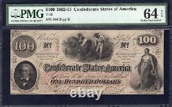 T-41 1862 $100 Confederate Currency HOER NOTE PMG 64 EPQ 10453