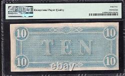 T-68 1864 $10 Confederate Currency Pmg 64 Epq CIVIL War Bill 19203