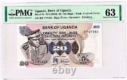 Uganda 20 Shillings ND (1973) Pick 7a PMG Choice Uncirculated 63